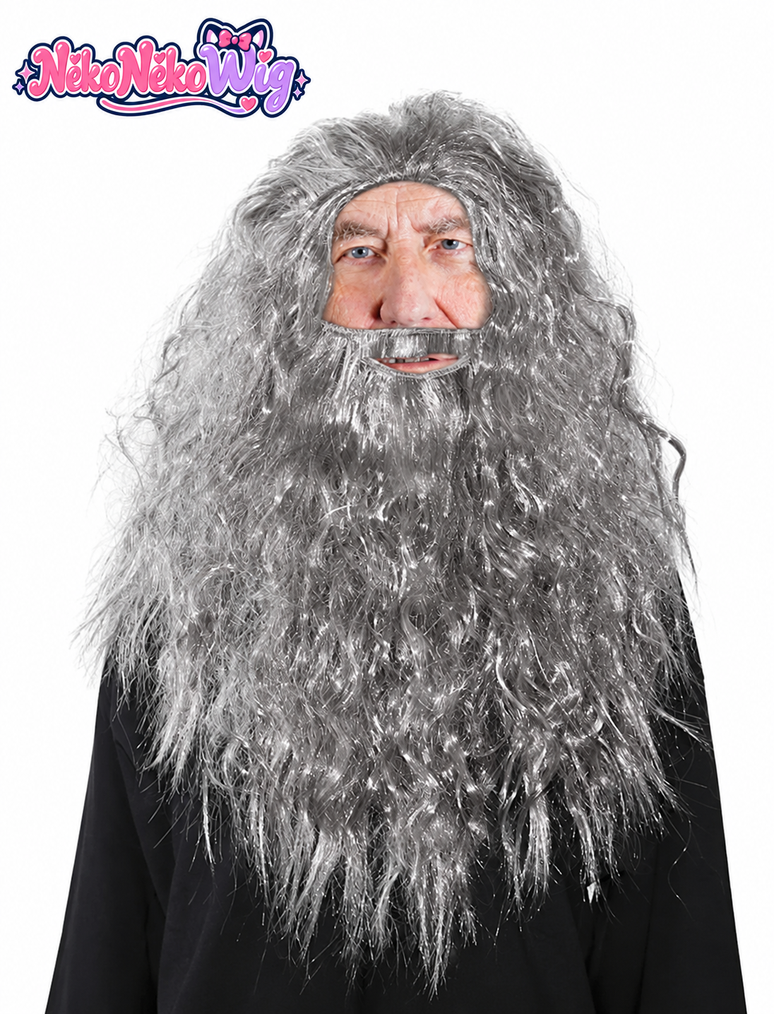 Gray long wavy wizard wig and matching beard - SR collection