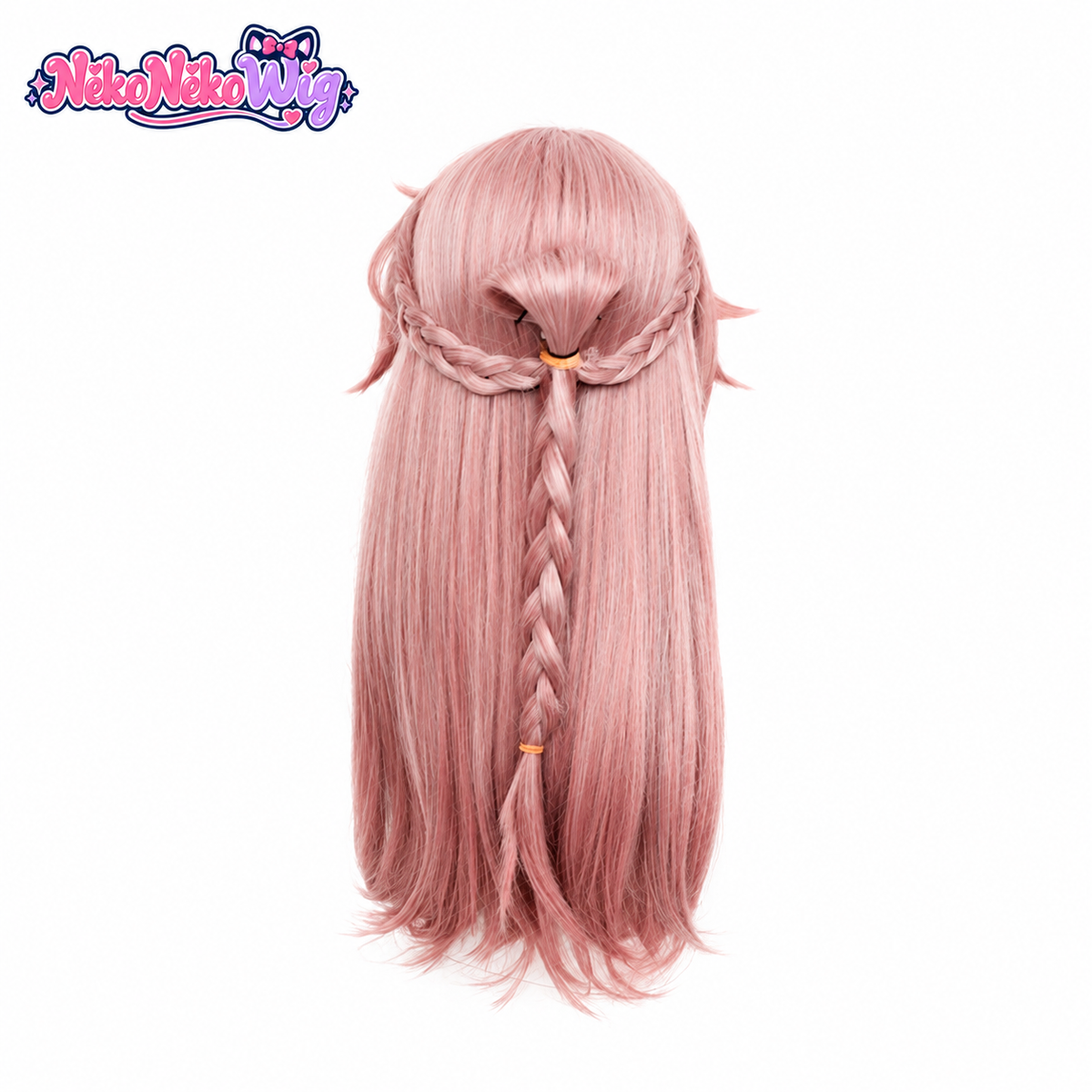 Jiaoqiu pink cosplay wig with half-up braids and straight back lengths