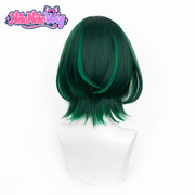 Nefer short green layered bob with flipped nape ends, back view