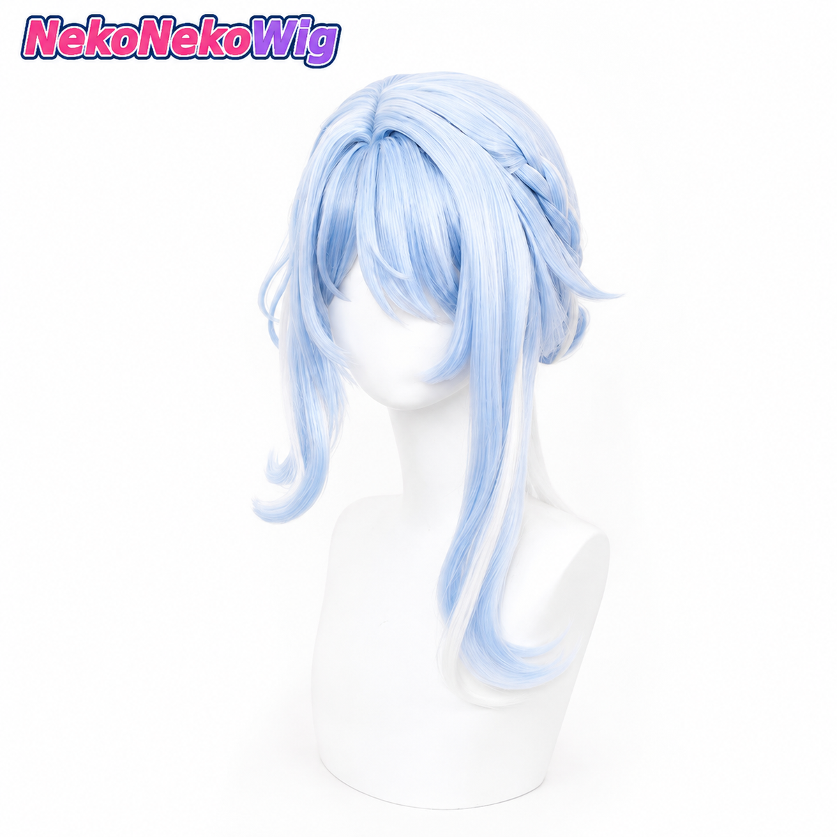 Genshin Impact Odette Cosplay Wig  White Highlights & Realistic Scalp Style