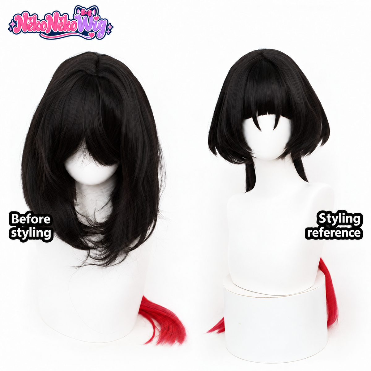 Zenless Zone Zero Jane Doe Cosplay Wig - Black and Red Layered Hair