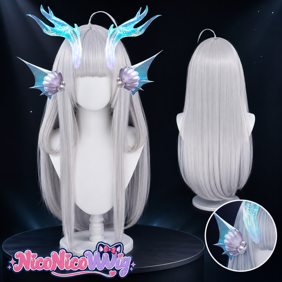 Honor of Kings Xi Shi Cosplay Wig  Youlong Qingying Long Silver Wig