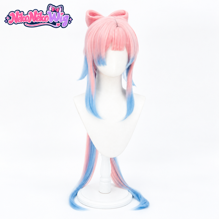 Genshin Impact Sangonomiya Kokomi Cosplay Wig - Long Pink and Blue Ponytail