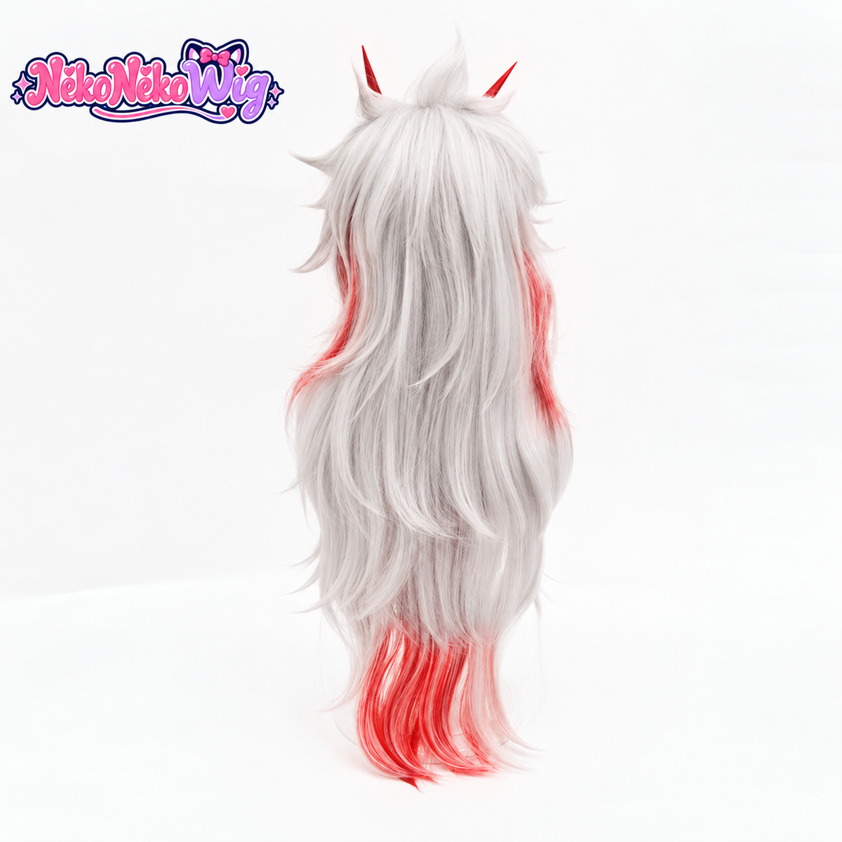 Genshin Impact Arataki Itto Cosplay Wig - Long White and Red Layered Hair