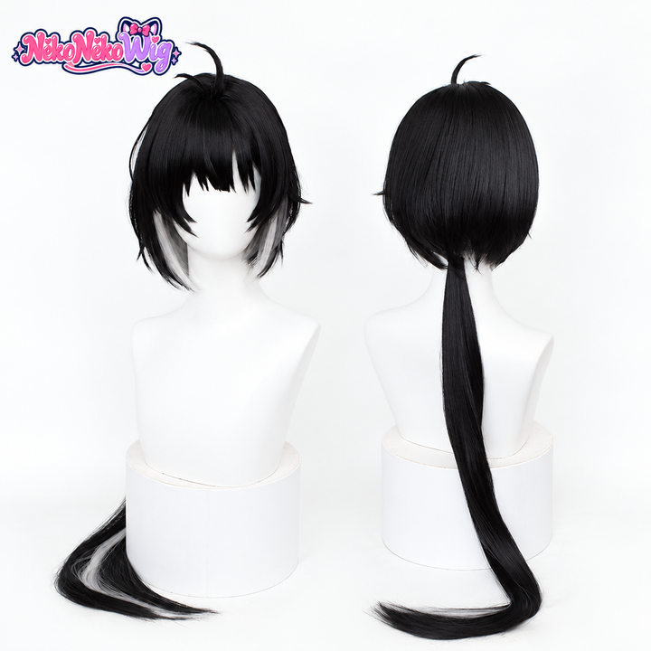 Wuthering Waves Female Rover Cosplay Wig - Black Low Ponytail - front view