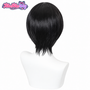 Ada Wong short black asymmetrical bob cosplay wig - back view