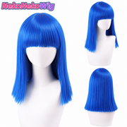 Short Bob Cosplay Wig – Multi-Color Straight Shoulder-Length Style with Blunt Bangs
