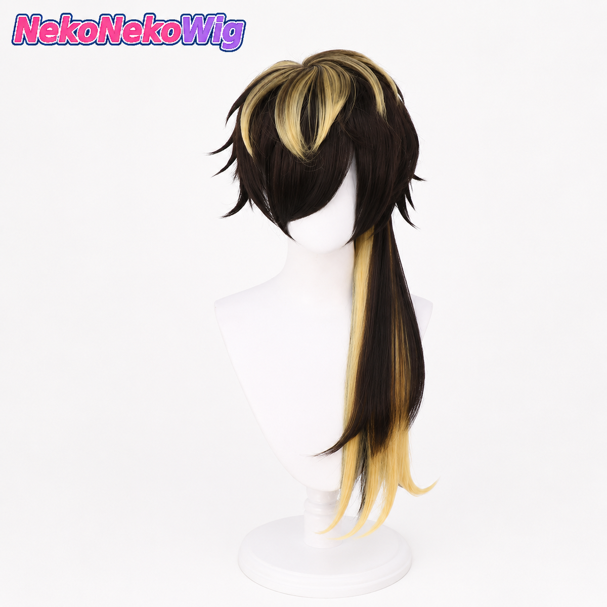 Hypnosis Mic DRB Jyushi Aimono Cosplay Wig  Black & Blonde Side Ponytail
