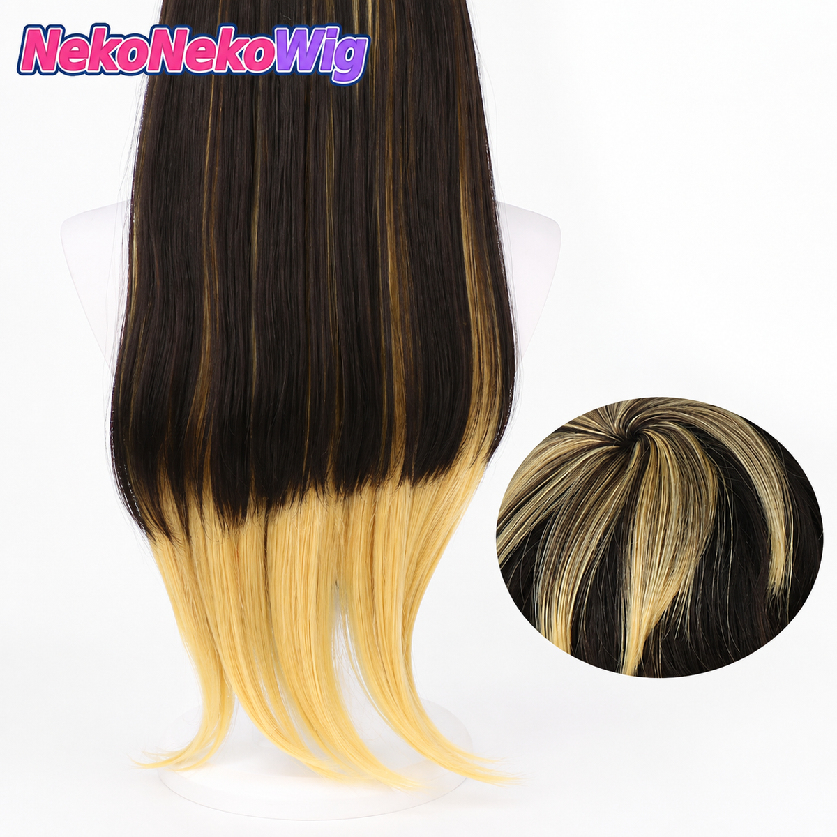 Hypnosis Mic DRB Jyushi Aimono Cosplay Wig  Black & Blonde Side Ponytail
