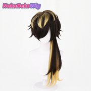 Hypnosis Mic DRB Jyushi Aimono Cosplay Wig  Black & Blonde Side Ponytail