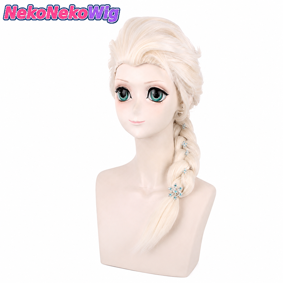 Frozen Elsa Cosplay Wig  Off-White Braided Princess Hairstyle