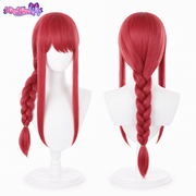 チェンソーマン マキマ コスプレウィッグ ローズレッド 三つ編み 顔周りレイヤー