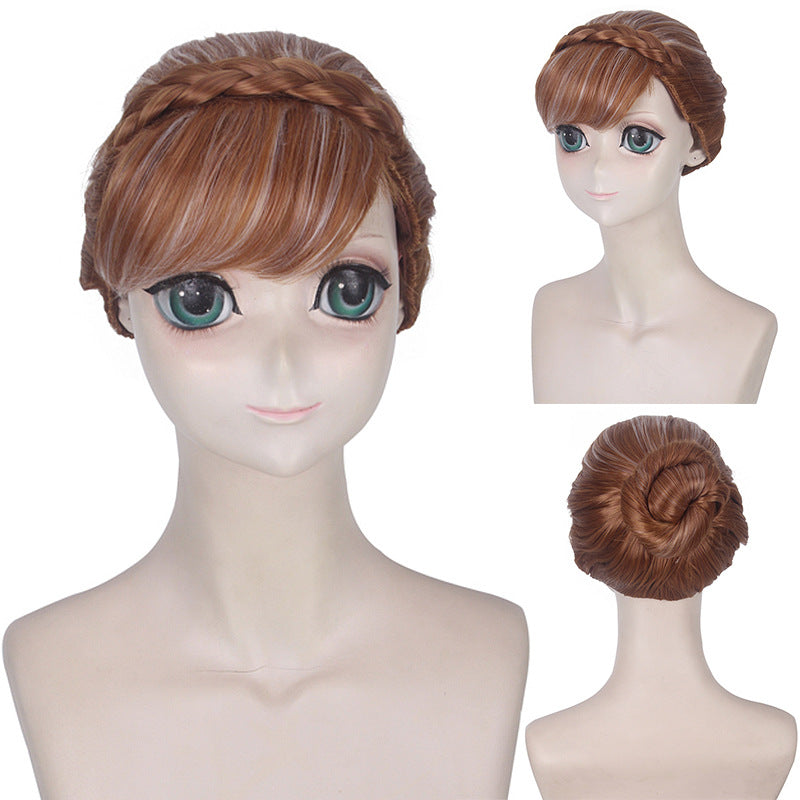 Frozen Anna & Elsa Cosplay Wig – Braided Updo Highlighted Character Style