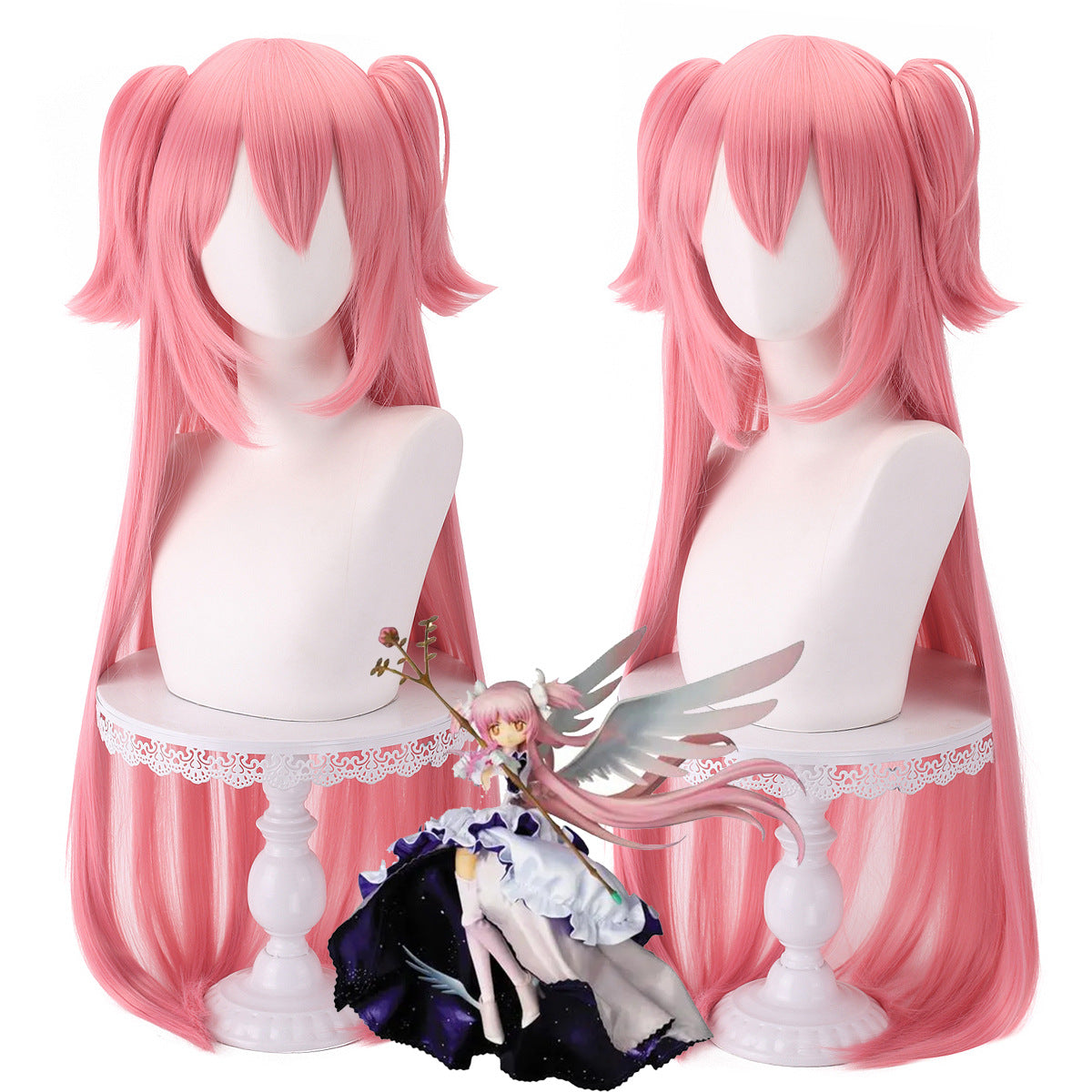 Puella Magi Madoka Magica Ultimate Madoka Cosplay Wig – Smoky Pink Twin Claw-Clip Style