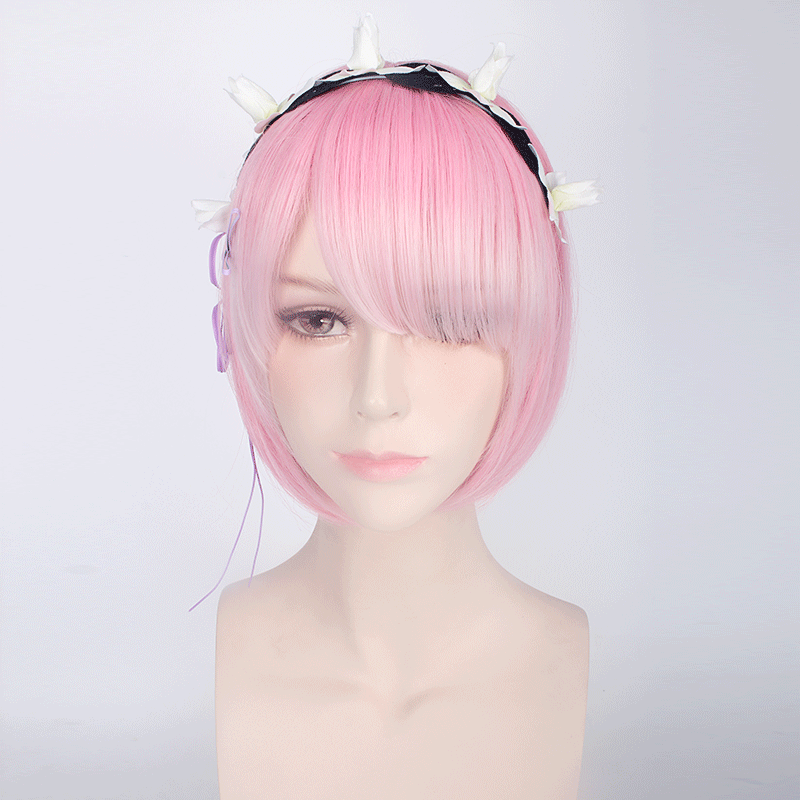 Re:ZERO Ram & Rem Cosplay Wig – Pink & Blue Character Styles with Accessories