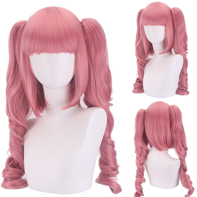 One Piece Perona Cosplay Wig – Rose Pink Curled Twin Tails